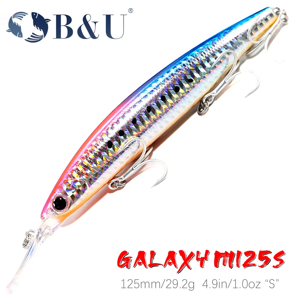 

B&U 125mm Sinking Minnow Sea Fishing Lure Ultra Long Casting Seabass Inshore Hard Baits Artificial Bait Jerkbait
