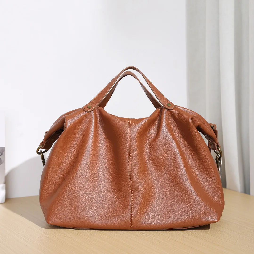 Leather Large Capacity Single Shoulder Crossbody  Personality Soft Leather Imported  Layer Cowhide Purses And Handbags