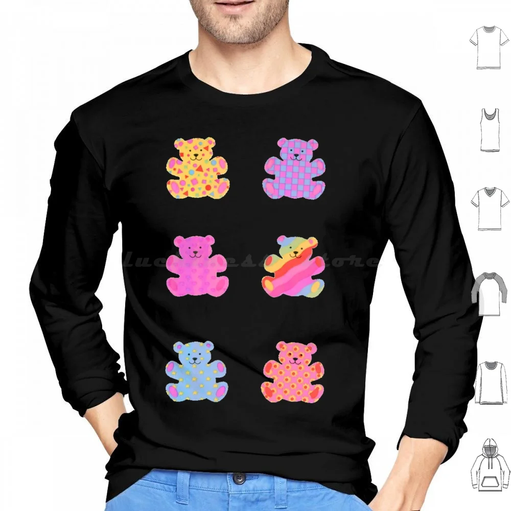 Cute Bear Pack Sticker Hoodie Cotton Long Sleeve Cute Bear Pack