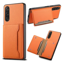 소니 Xperia 1 5 10 IV 1V 10V 5III 1VII 카드 홀더 쉘 커버에 대 한 럭셔리 다기능 PU 가죽 지갑 전화 케이스 Coque