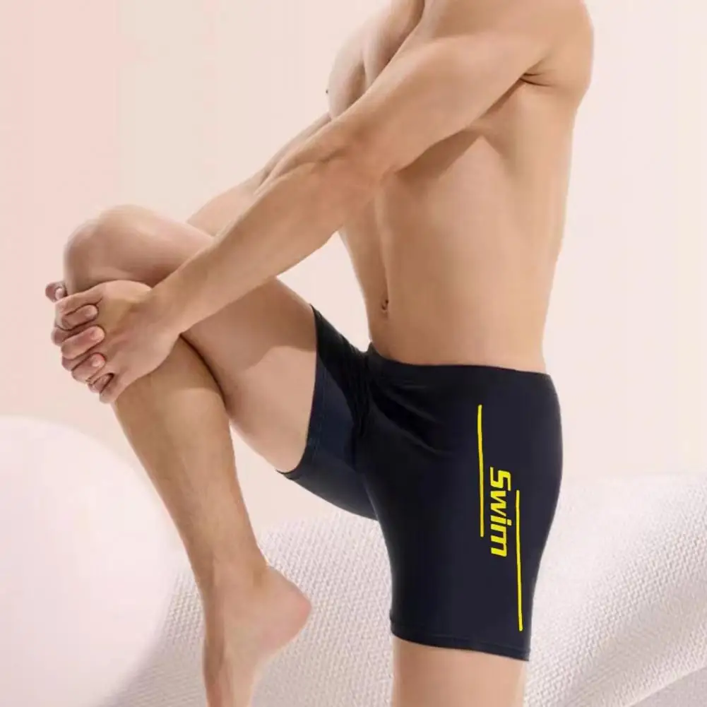 2026 Men's Elastic Swim Trunks Quick-Dry Anti-Embarrassment Beach Shorts U-Shaped Crotch Drawstring Waist Boxer Shorts for Water