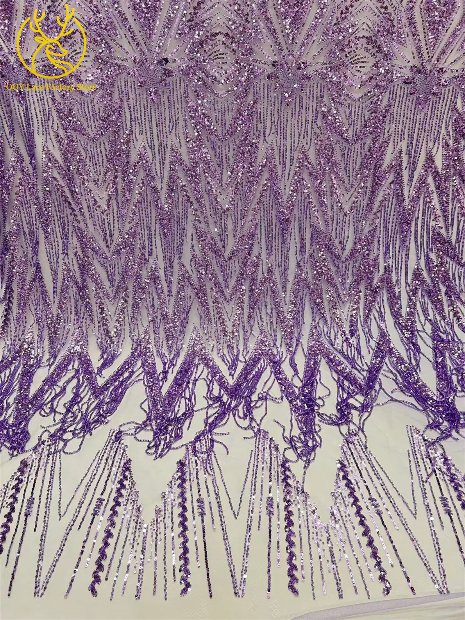 Luxuriöse französische goldene 3D-Hängeperlen-Spitze, hochwertiger afrikanischer Tüll-Pailletten-Spitzenstoff für nigerianische Hochzeitskleider zum Nähen – Detail 9