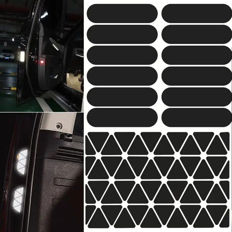 Autocollants réfléchissants pour casques de moto, 4/5/6/10 pièces, rectangle noir Invisible, bande réfléchissante efficace pour casques et vélos