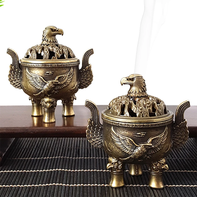 [MOA]1Pcs Alloy Incense Burner Mini Sandalwood Censer Four Legged Stick Holder Hollow Out Home Decoration[MOA]