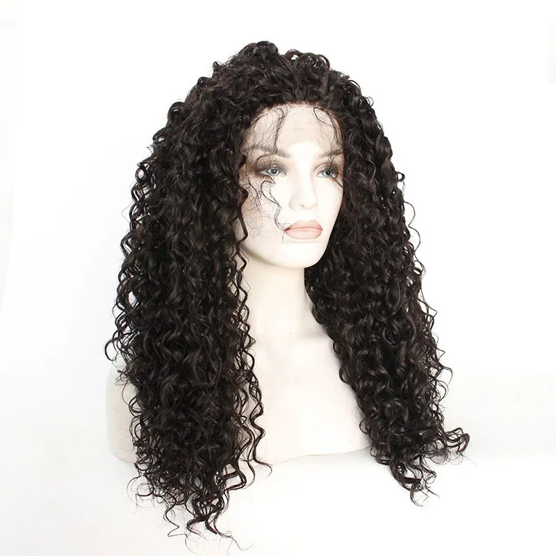 Konzert Dame Dress Up Perücke Wolle Lockiges Haar Afrikanischer Schwarzer Stil Mittelscheitel Pony Kleines Lockiges Haar Party Kopfbedeckung Langes Haar