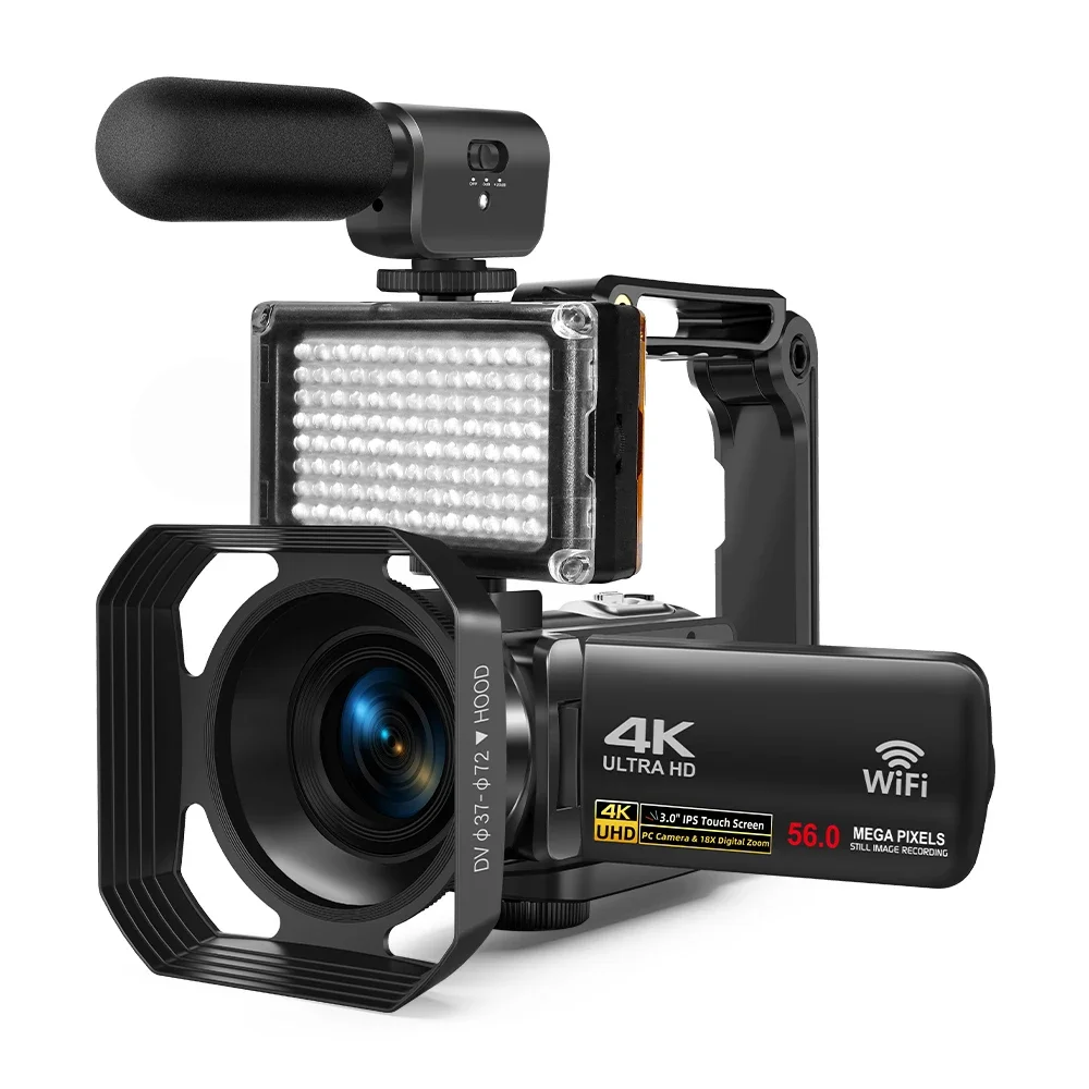 

Цифровая видеокамера 4K, видеокамера 56MP UHD WiFi ИК ночное видение, видеокамера для YouTube, сенсорный экран, камера, регистратор