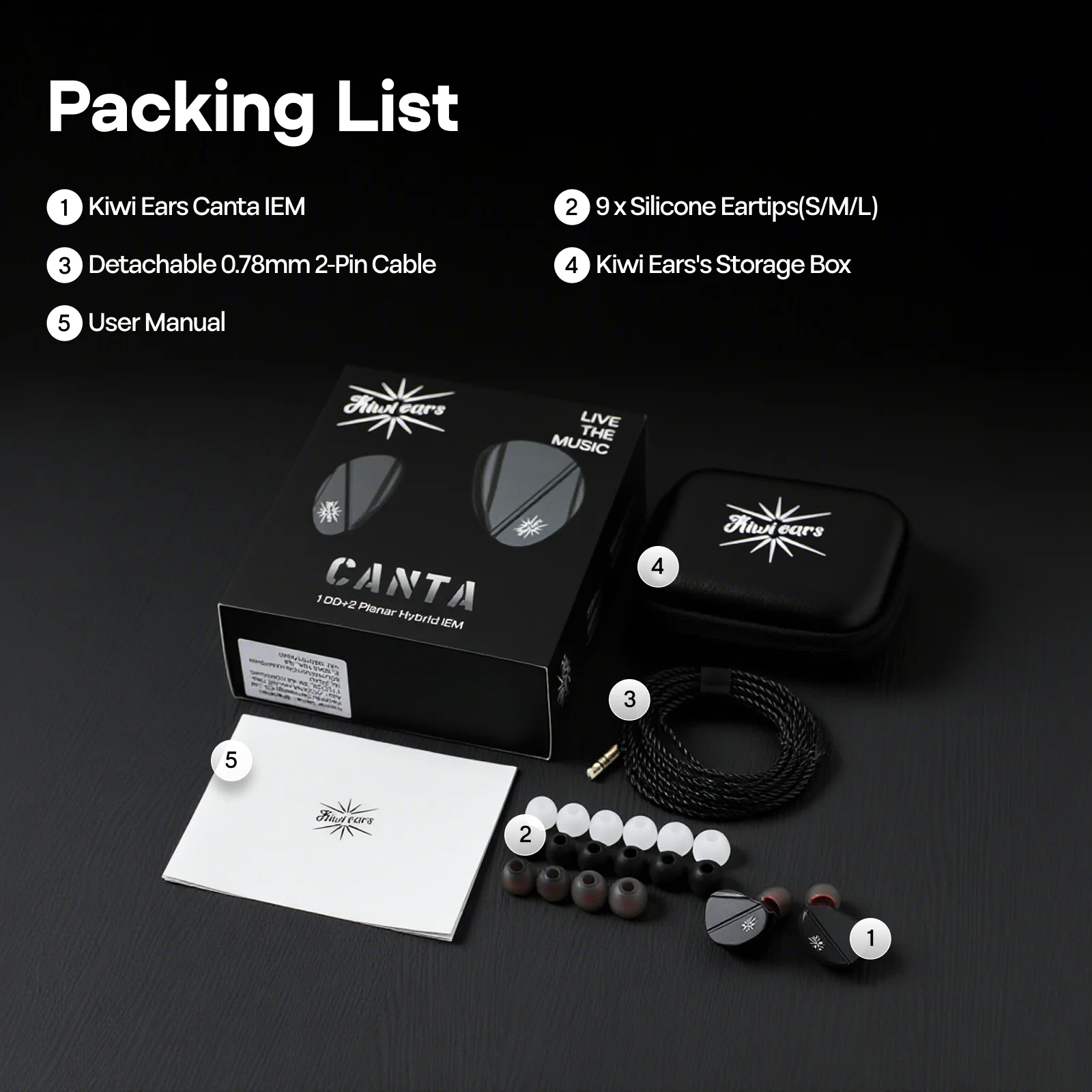 Kiwi Ears Canta 1DD+2Planar Wired HiFi IEM Earbuds