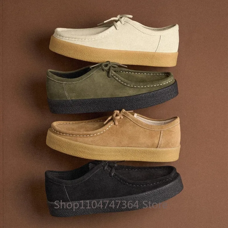 

Designer Fashion Casual Cow Suede Leather Shoes Men's Comfortable Lace Up Outdoor Flat Sole Sport Hiking Male Sneakers
