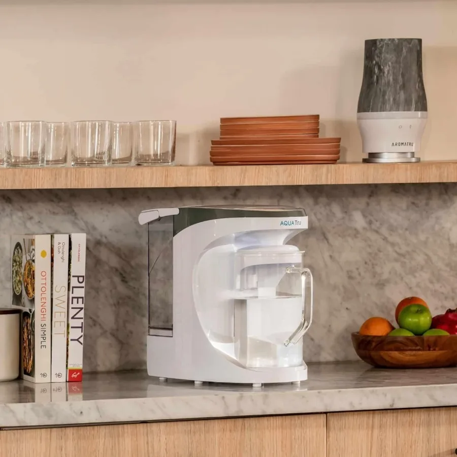 AquaTru Carafe Smart Countertop Water Purifier App-Connected 4-Stage Reverse Osmosis System with Glass Carafe Removes Forever C