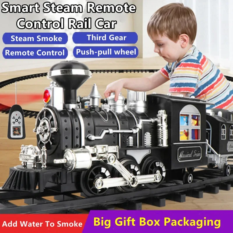 Puzzle Teaching Simulation RC Train 80CM Body 206CM Track Water Smoking Programming DIY Classical STEAM Remote Control Train