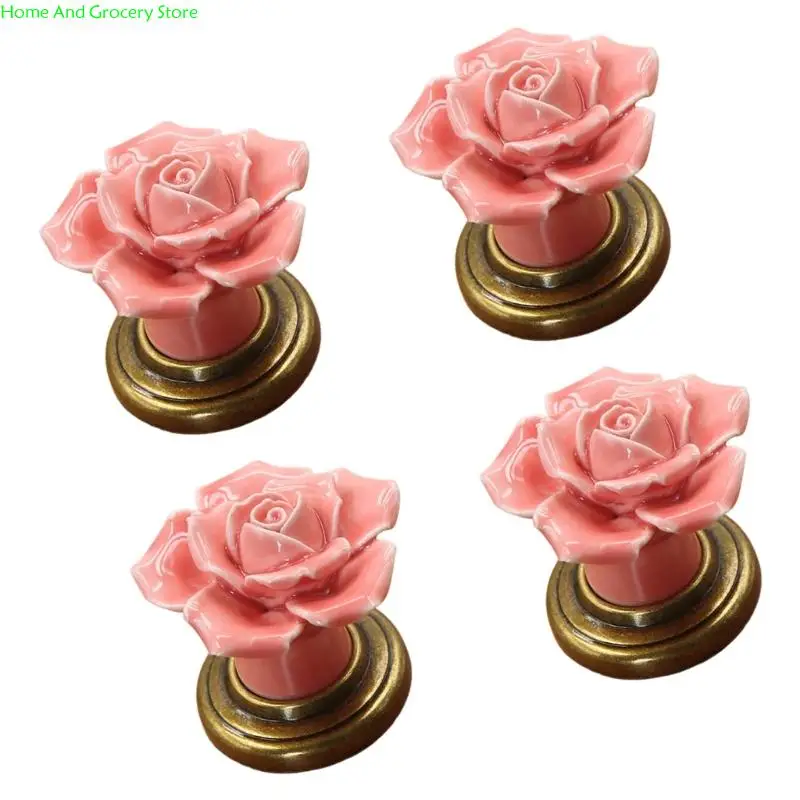 0xxa 4 pezzi in ceramica robusta ceramica a forma fiori manopole hardware in lega zinco facile installazione per mobili
