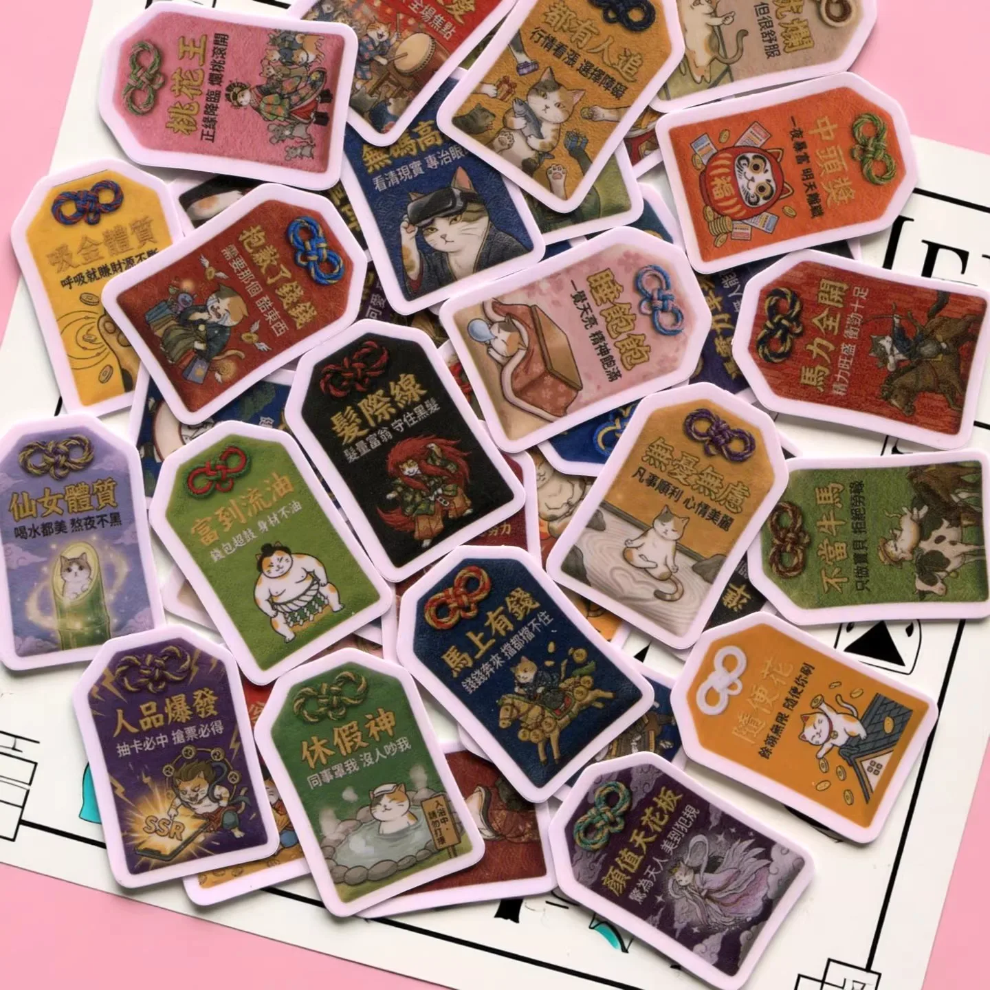 40pcs/pack Omamori neko kiten  2-3cm waterproof sticker