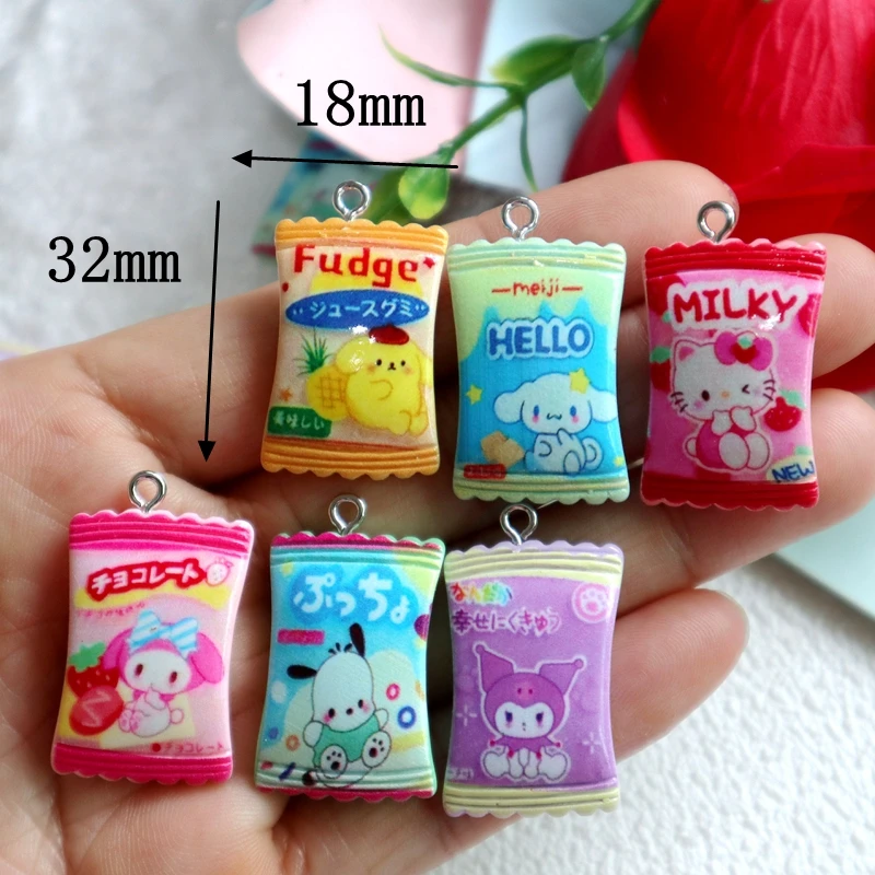 

10pcs Sanrio Colorful Candy Resin Nailing Pendant Cartoon Anime Charms DIY Necklace Bracelet Earrings Keychain Jewelry Accessory