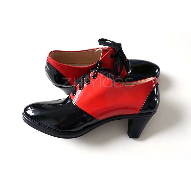 Anime Black Butler Grell Sutcliff Cosplay Shoes Red&Black Ankle Boots High Heels Adult Carnival Halloween Cosplay Boots 4