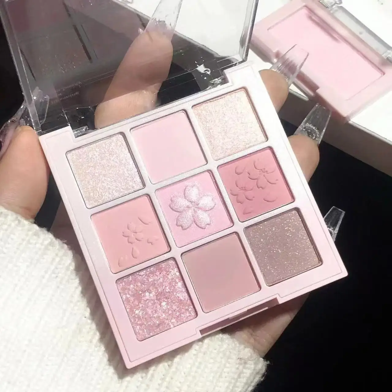 Nouvelle Palette de fards à paupières neuf couleurs Rose Rose Nude marron faible Saturation nacré mat paillettes ombre à paupières maquillage pour les yeux longue durée