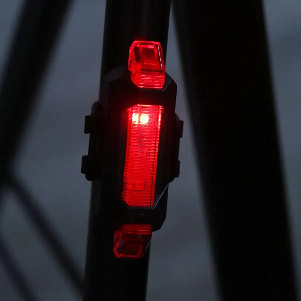 2Pcs/Set USB Rechargeable Bike Lights Easy To Install Waterproof Bike Headlight Tail Light Set Black White 3 Lighting Modes