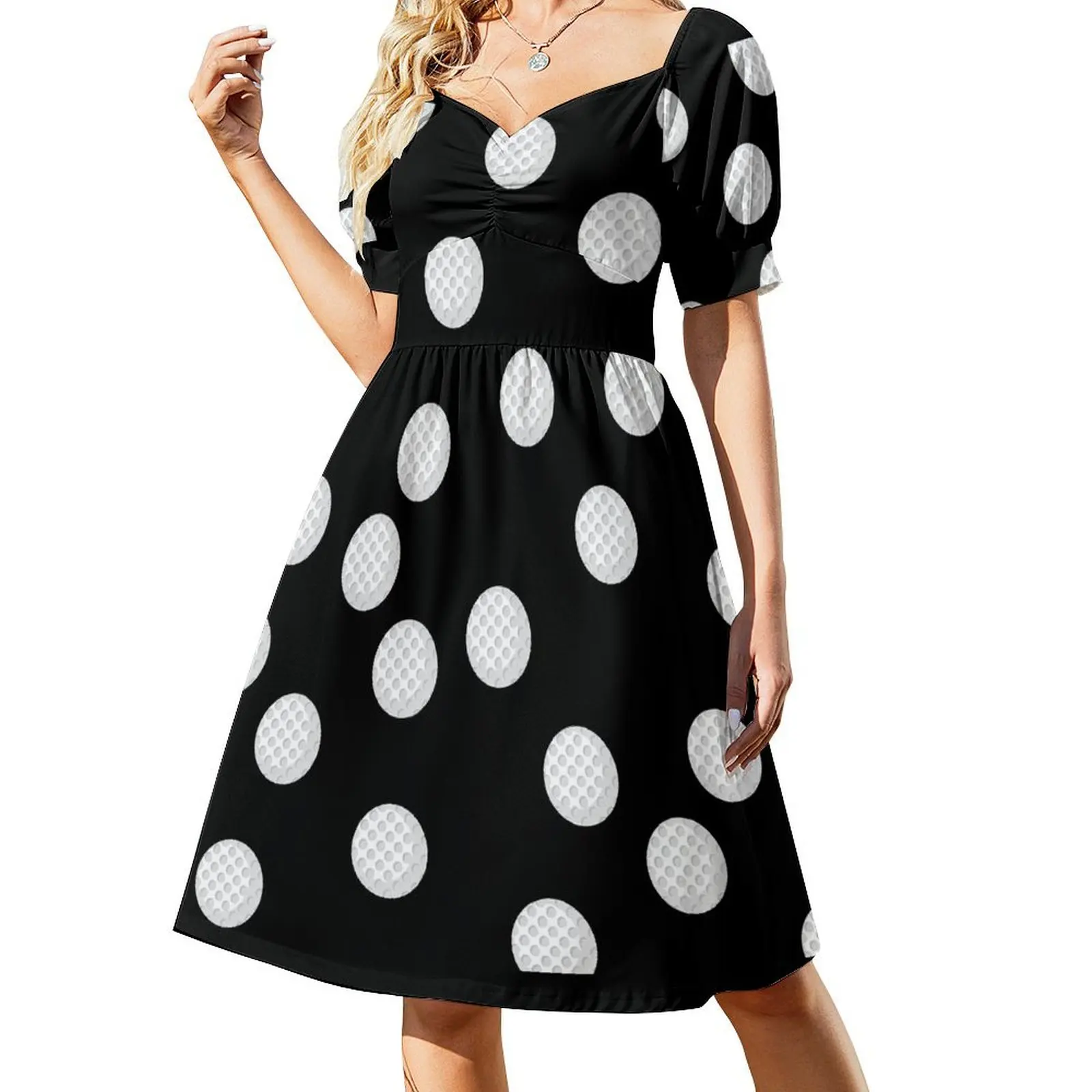 

Golf ball Short Sleeved Dress Aesthetic clothing Female dress Women's summer dress