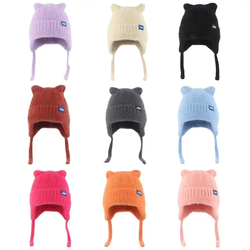 

W0ya пушистая шляпа Hat Head Wrap Bear Bear Soft Tulten Hood для женщин на открытом воздухе изнашивается с густым ухом для