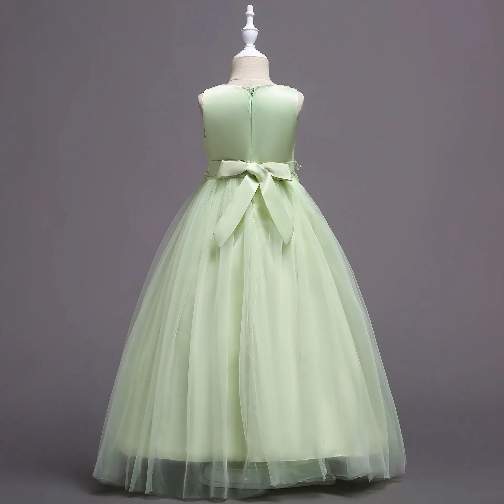 فستان الأميرة الأنيق للأطفال مطرز بالزهور من التول للفتيات لحفلات أعياد الميلاد وحفلات الزفاف وحفلات التواصل الأول فستان ماكسي #5