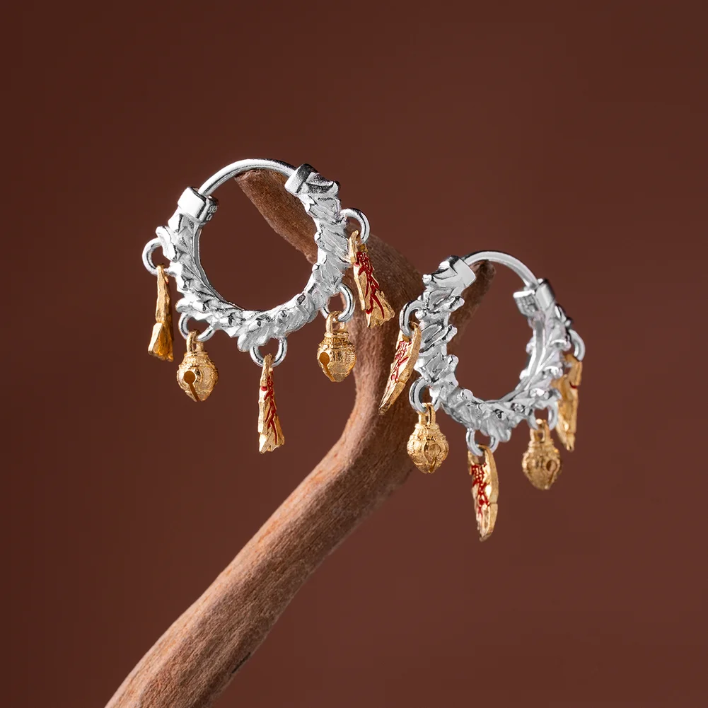 Coppertist.wu Celestial Chime Earrings 925 Sterling Silver Hoop 2 Coppertist.wu Celestial Chime Earrings 925 Sterling Silver Hoop