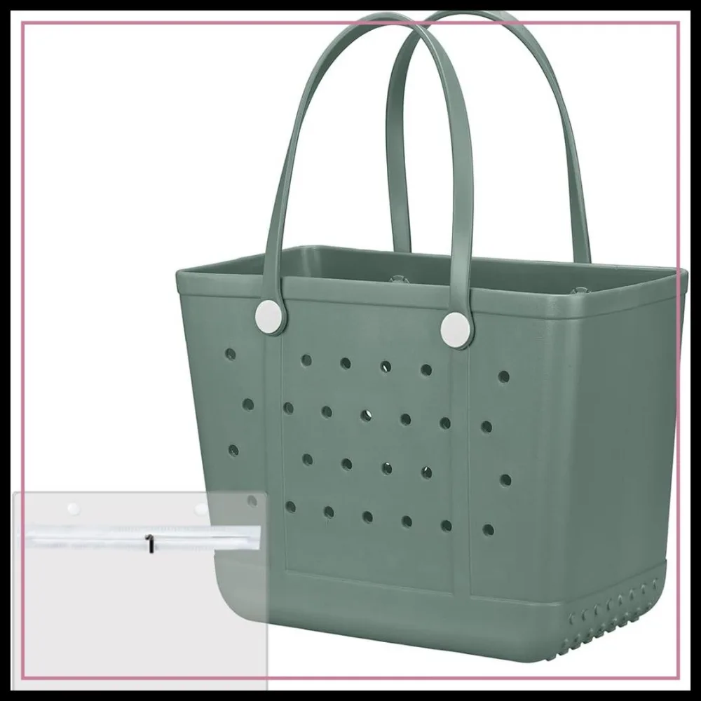 Large Rubber Tote Bag for Beach, Pool, Travel, Washable & Durable