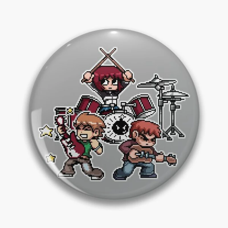 31Style Anime Scott Pilgrim Wallace Ramona Button Pin Scott Group Cartoon Fan Art Funny Meme spilla Badge Bag Decor Gift 58mm