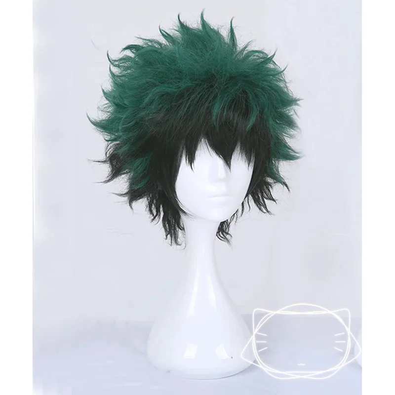 sisi 2233My Boku no Hero Academia Izuku Midoriya disfraz de Cosplay corto verde negro resistente al calor + gorro de peluca