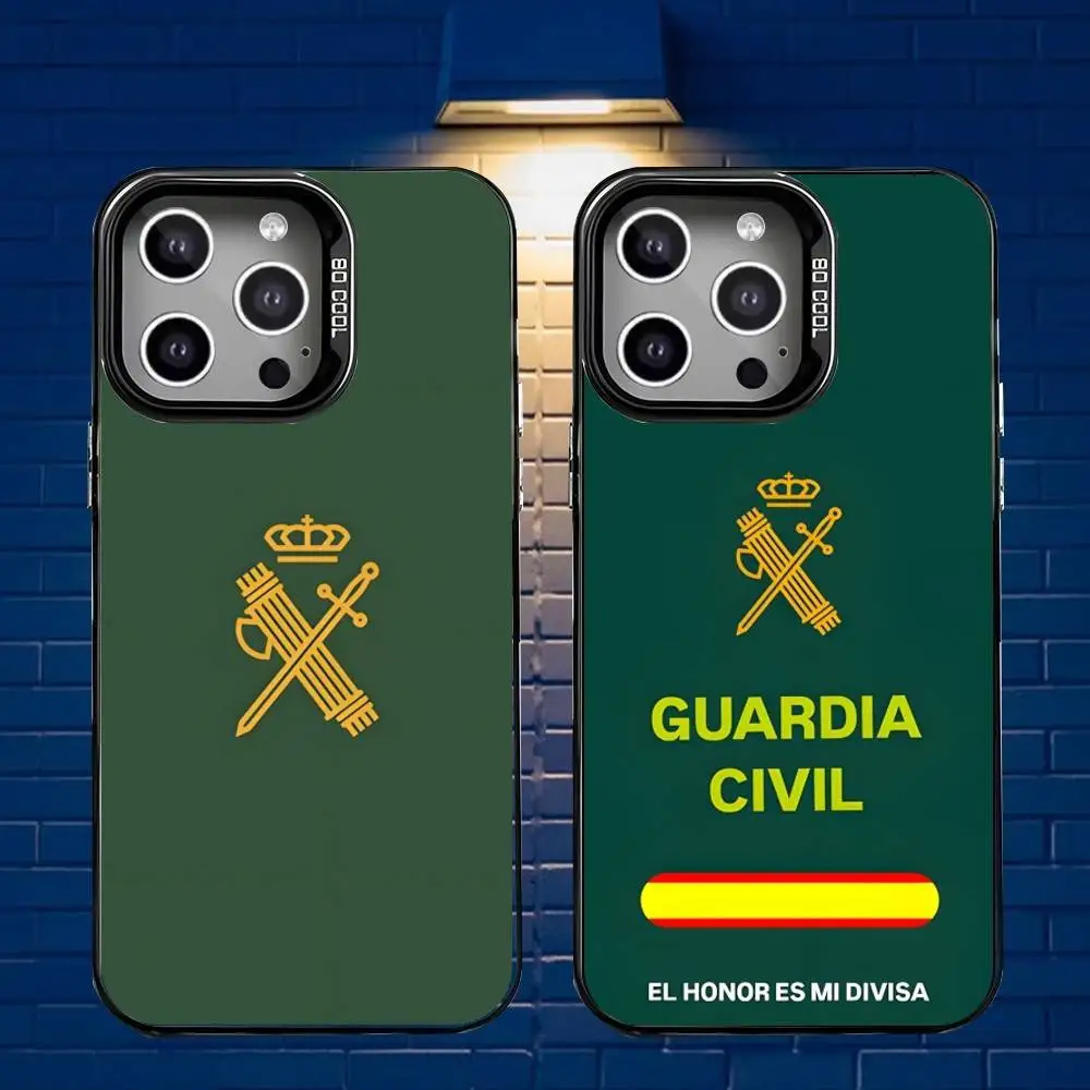 

Spanish Guard Civil Emblem Phone Case For iPhone 17,16,15,14,13,12,X,8,Pro,Max,Plus,SE4,Air,Mini HD Black IMD Matte