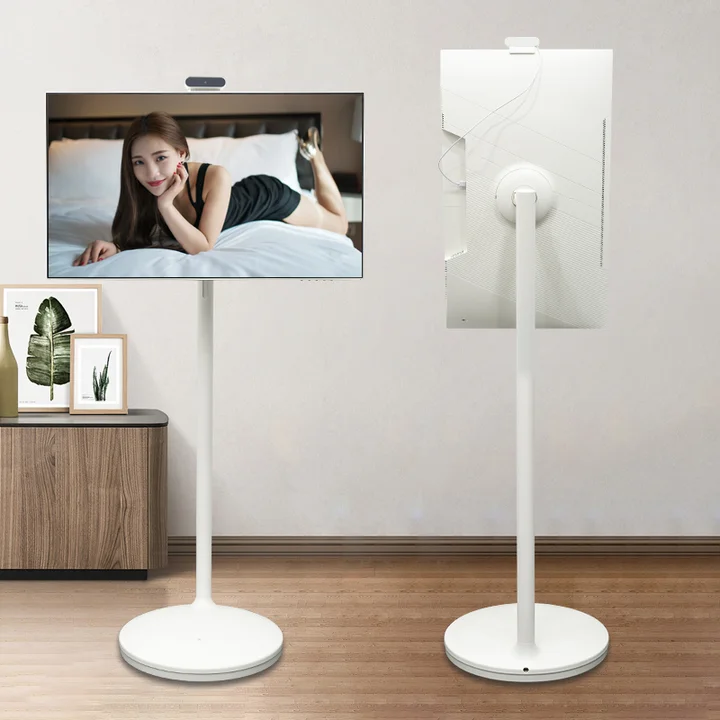 Hot Selling Mobile Digital Display Screen 21.5 Inch Rotating Smart Tv Display Stand Smart Television Follow By Me Portable Tv