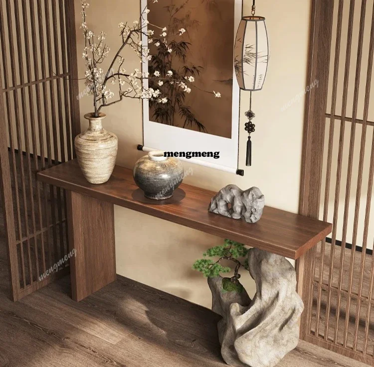 Best seller Song-style aesthetics solid wood entrance table household end view table hotel corridor simulation stone decoration
