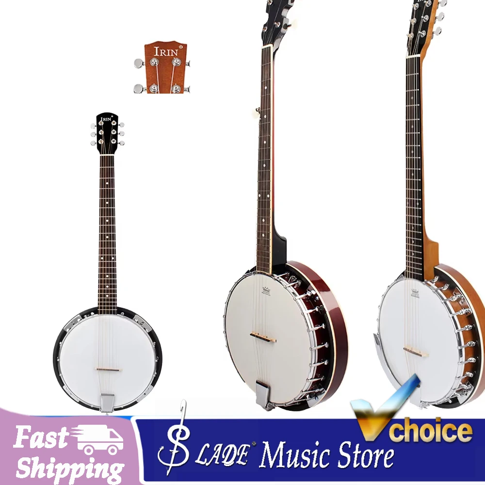 IRIN 5/6-string Banjo Premium Rose Fingerboard Banjo 5/6-string Guitar for Beginner Music Lover Banjo Plucked Instrument