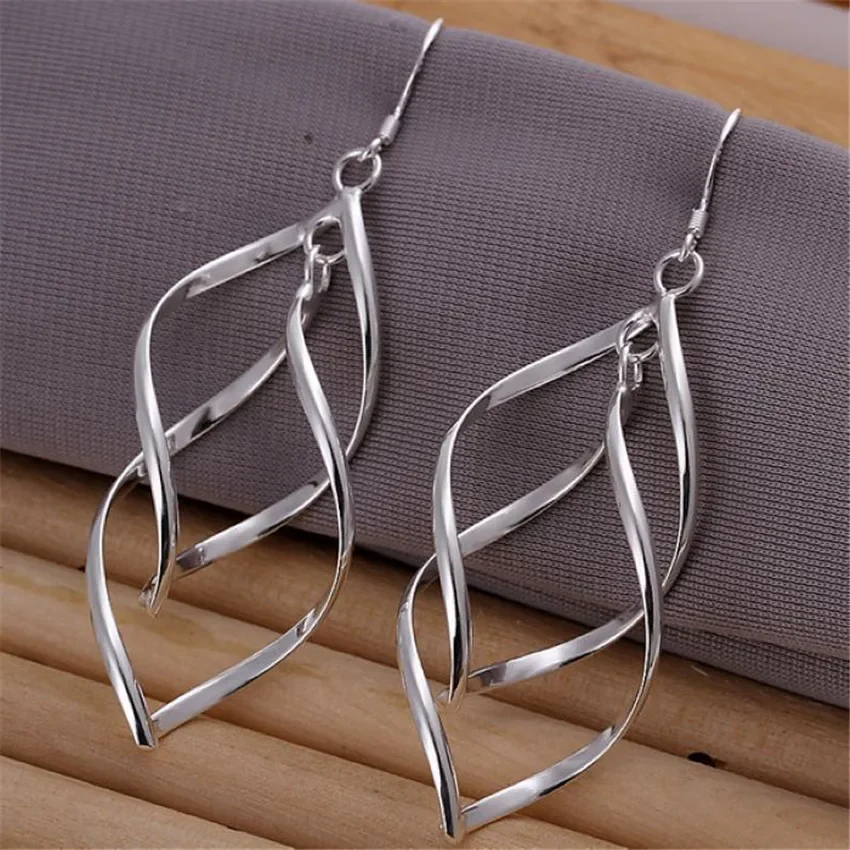 

Hot , Cute for Women Lady Beautiful Party Jewelry Silver 925 Plated Earrings Fashion Jewelry Charm Wedding Holiday Gifts