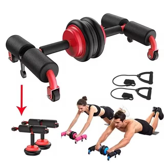 

Unisex Abdominal Roller Knee Pad Included Home Push-Up & Core Workout Tool