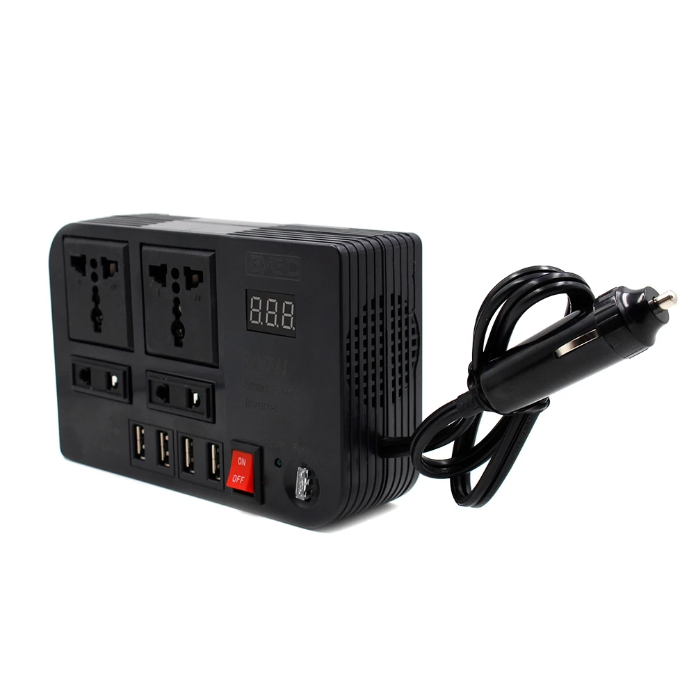 300W Car Inverter Inversor DC 12V to AC 220V Car Lighter Power Adapter Converter Splitter 4 USB Charger Fast Charging HOT