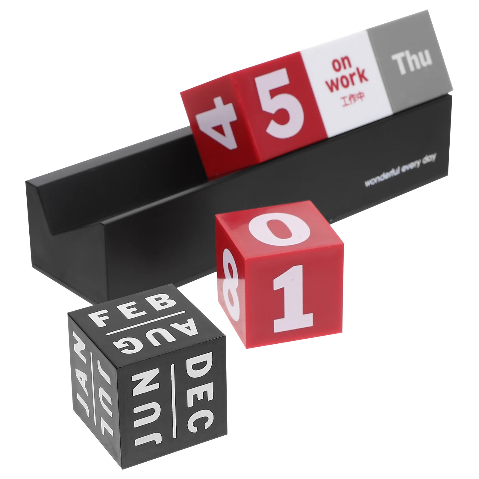 

Perpetual Red Flip Month Date Desk Perpetual Desk Calendar Blocks Display Mini Wooden Calendar Office Decor
