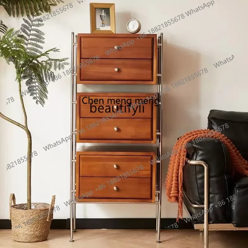 D178 Nordic retro solid wood side cabinet, simple medieval cabinet, wabi-sandy wind multi-purpose storage side cabinet D9