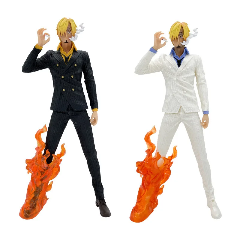 One Piece Anime Smoking Vinsmoke Sanji Black White Suit PVC Figurine Model Ornament Toy for Children Adult Charm Gifts