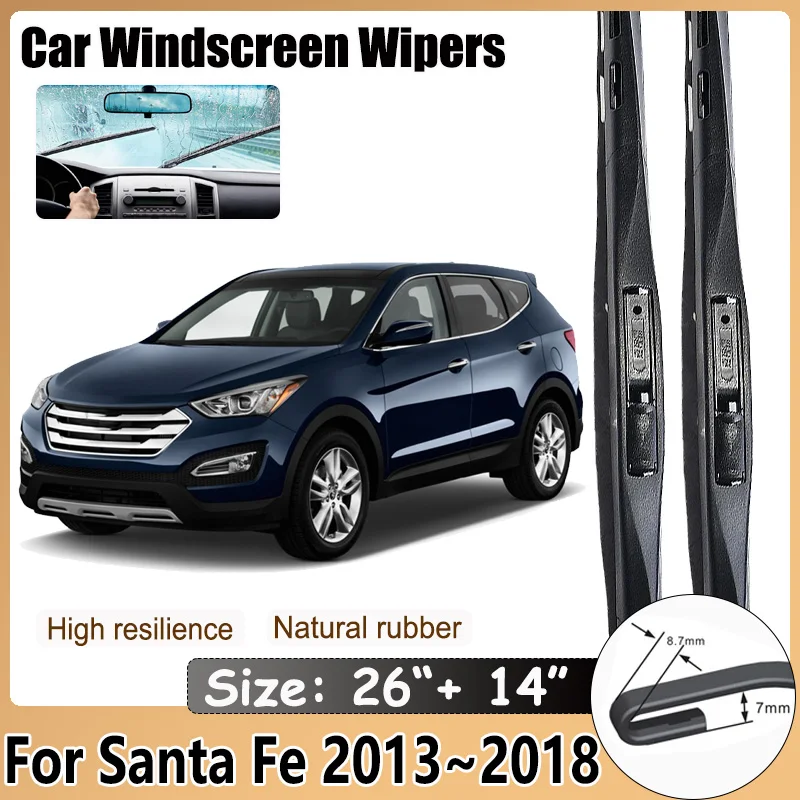 Car Accessories for Hyundai Santa Fe DM DN 2013~2018 2017 2016 Auto Windshield Wiper Hybrid Rubber Blades Window Cleaning Brushe