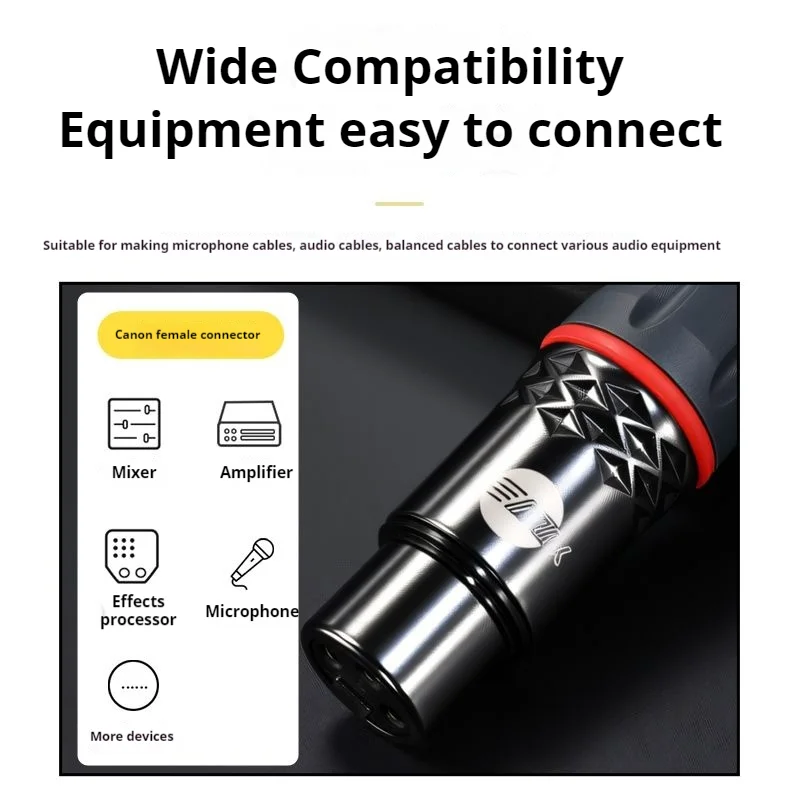 Gold-Plated 3-Pin XLR Male & Female Solder Connectors – Copper Core Audio Plugs for Mic, Mixer, Effects Processor, Amp & Speaker