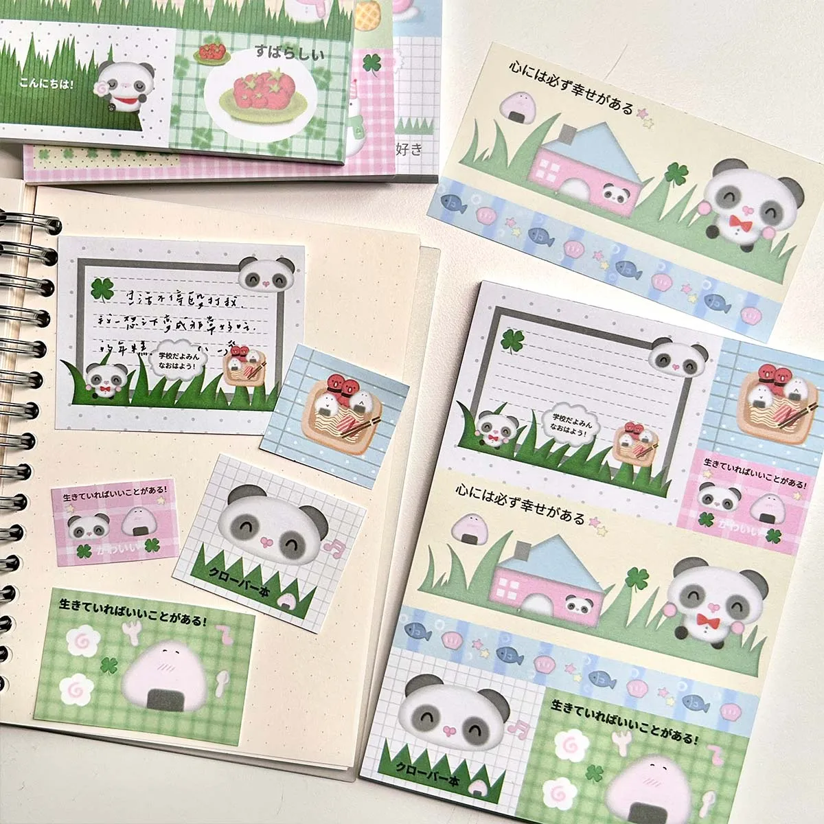 Kawaii Panda Memo Pad Cute Clover Scrapbooking Material Deco Paper Pads Notes for notes Diy Arts Crafts Album Journal Planner