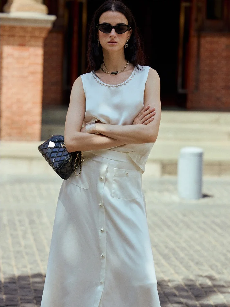 

Blanini Baroque Pearl Ne Sand Медь Амиак Шелковый атласный жилет f Юбка Svel Holiday Sle Женская верхняя одежда