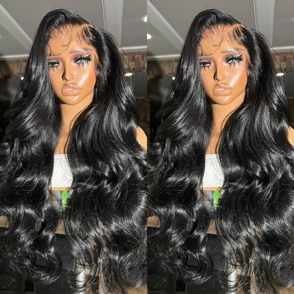 Perruque Lace Front Wig Body Wave Brésilienne Remy Naturelle, Cheveux Humains, 13x6, 34 Pouces, Densité 200%, pour Femme