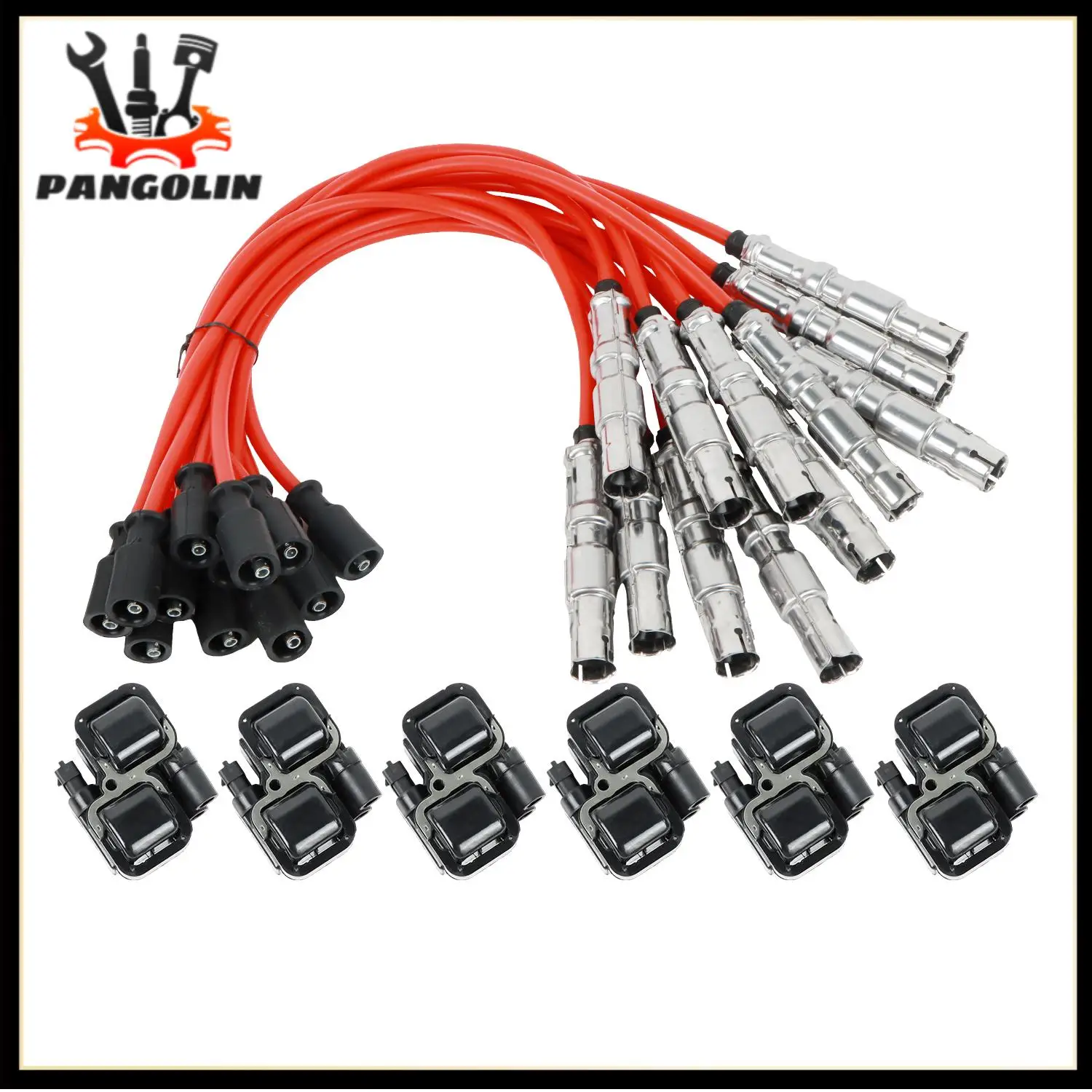 6pcs Ignition Coils + 12pcs Spark Plug Wires For Mercedes-Benz C CL CLK ML Class UF359 Ignition Coil Ignition System Wear Parts