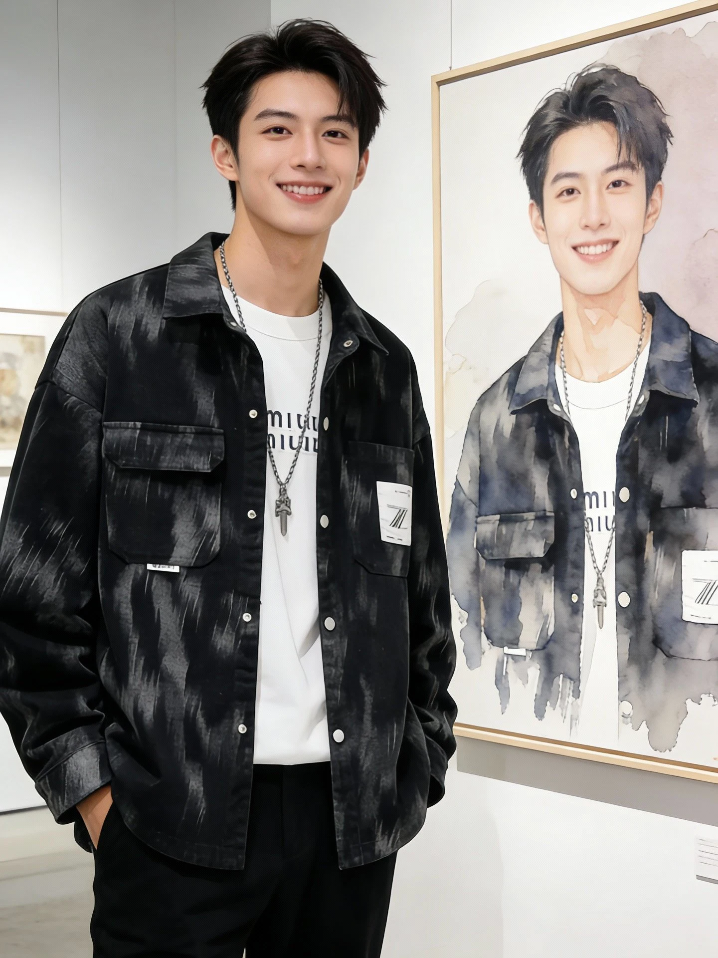 

Loose Fit Men's Denim Jaet Spring Autumn New Sle Tie Dye Print Faionable Casual High End Feeling Jaet for Teens