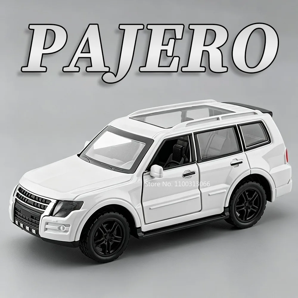 Modèles de voitures miniatures Mitsubishi Pajero 1:36 en alliage moulé sous pression avec pneus en caoutchouc, portes ouvrables, véhicules éducatifs à rétrofriction