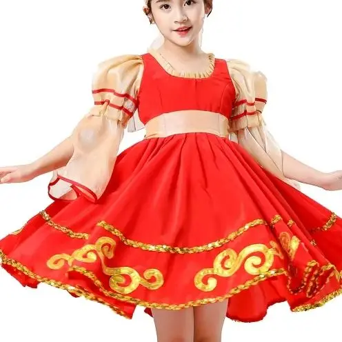 

Элегантное русское национальное танцевальное платье для взрослых и девочек, детский женский сценический костюм, европейское сценическое платье принцессы, модное