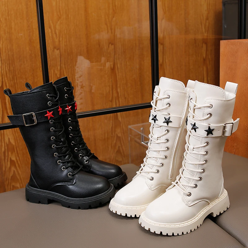 Spring and Autumn British Leisure Thick-soled Children's Knee Boots 2026 New Star Decoration Non-slip Comfortable Princess Boots
