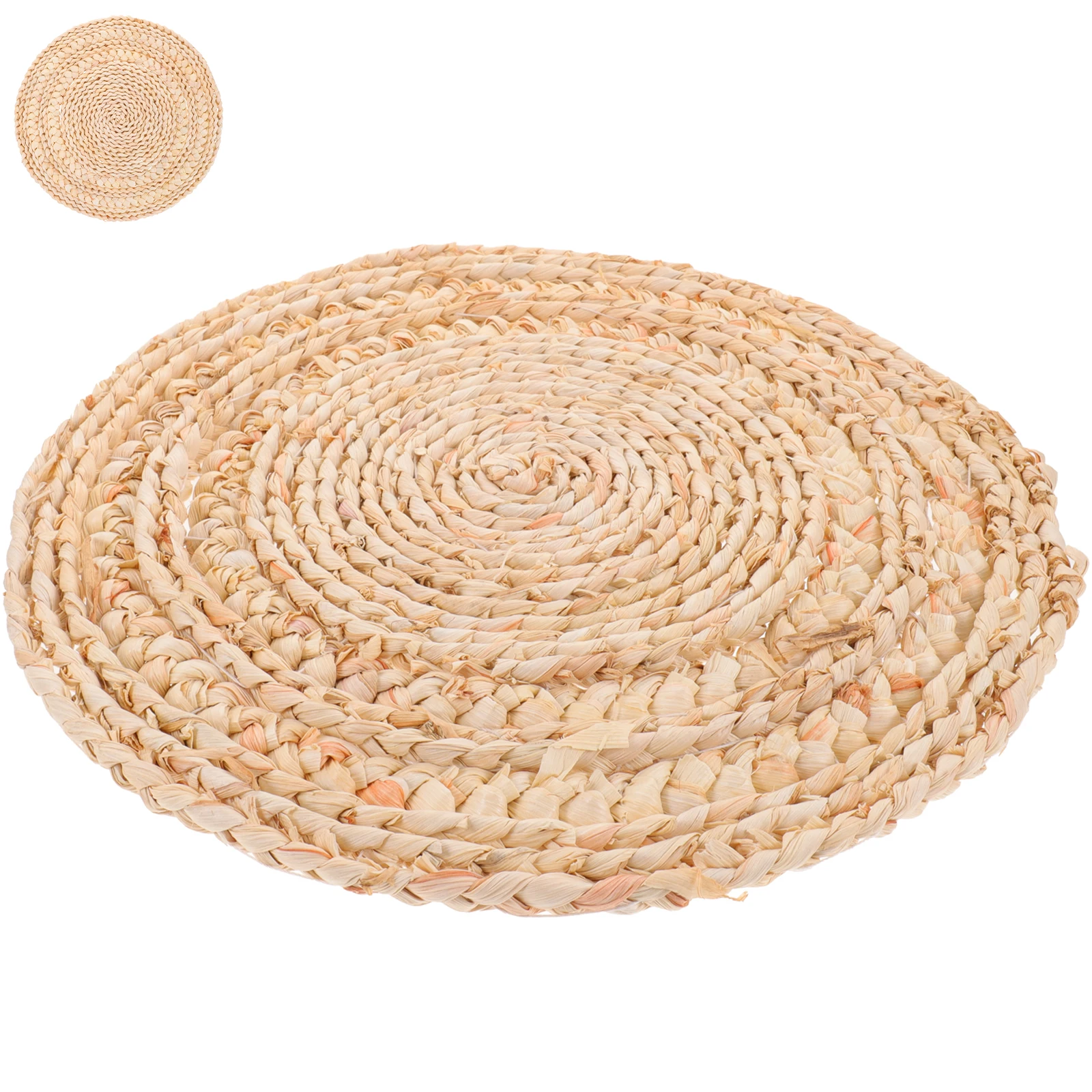 

Corn Husk Placemats Heat Resistant Woven Table Pad For Dining Table Round Coaster Kitchen Accessory Decorative Braided