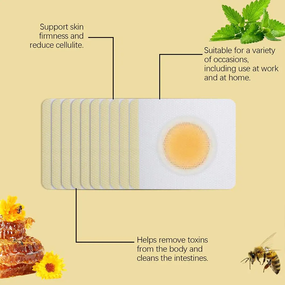 Parches de abeja para aliviar el estrés, parche adelgazante de drenaje linfático, pegatina de ombligo Abdominal de desintoxicación para hinchazón, 10 unids/lote por bolsa