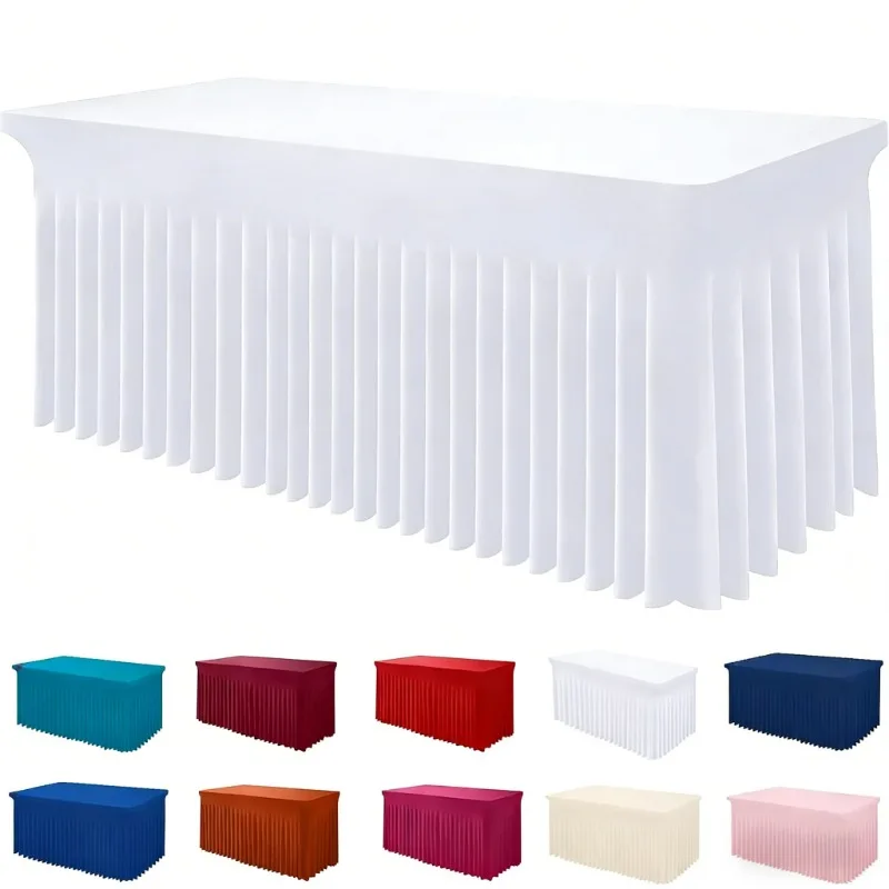 1PC Spandex Tablecloth  Elastic Fitted Stretch Tablecloth for 6FT Rectangle Tables Washable Table Cover Skirt for Wedding Party